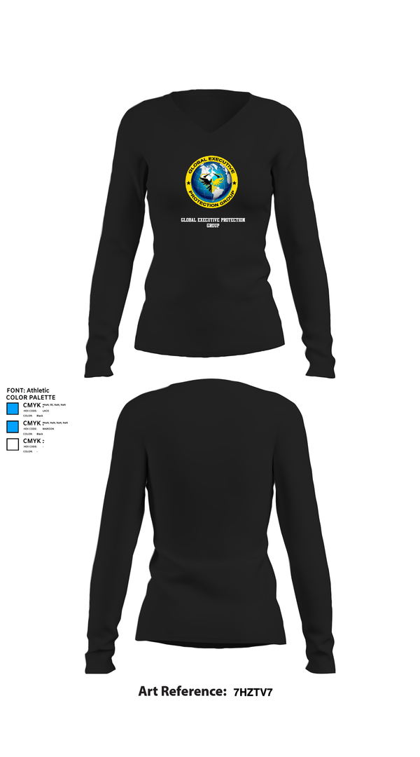 Womens Long Sleeve Vneck Shirt, Global executive protection group, , Teamtime, Team time, sublimation, custom sports apparel, team uniforms, spirit wear, spiritwear, sports uniforms, custom shirts, team store, custom team store, fundraiser sports, apparel fundraiser