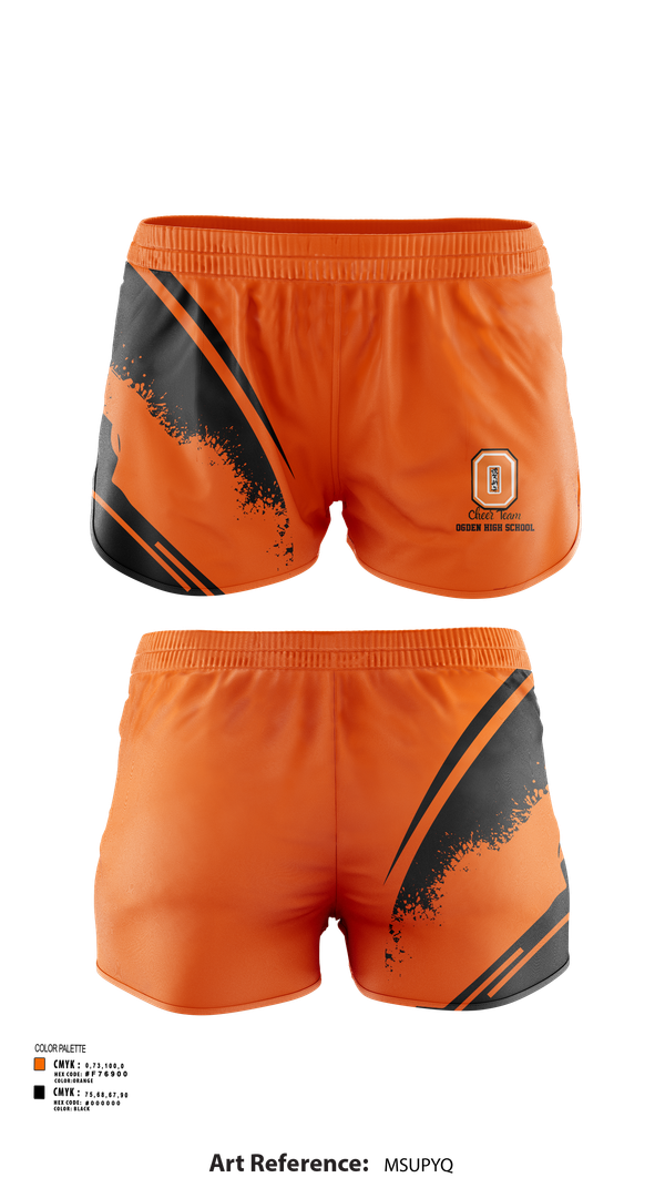 Womens Shorts, Ogden High School Cheer, Cheer, Teamtime, Team time, sublimation, custom sports apparel, team uniforms, spirit wear, spiritwear, sports uniforms, custom shirts, team store, custom team store, fundraiser sports, apparel fundraiser