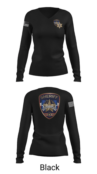 Womens Long Sleeve Vneck Shirt, Cooke County Sheriff’s Office, Police, Teamtime, Team time, sublimation, custom sports apparel, team uniforms, spirit wear, spiritwear, sports uniforms, custom shirts, team store, custom team store, fundraiser sports, apparel fundraiser