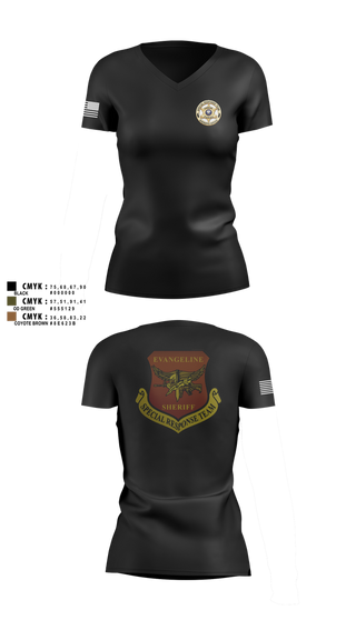 Womens Short Sleeve Vneck Shirt, Evangeline Parish Sheriffs Office S.R.T, Police, Teamtime, Team time, sublimation, custom sports apparel, team uniforms, spirit wear, spiritwear, sports uniforms, custom shirts, team store, custom team store, fundraiser sports, apparel fundraiser