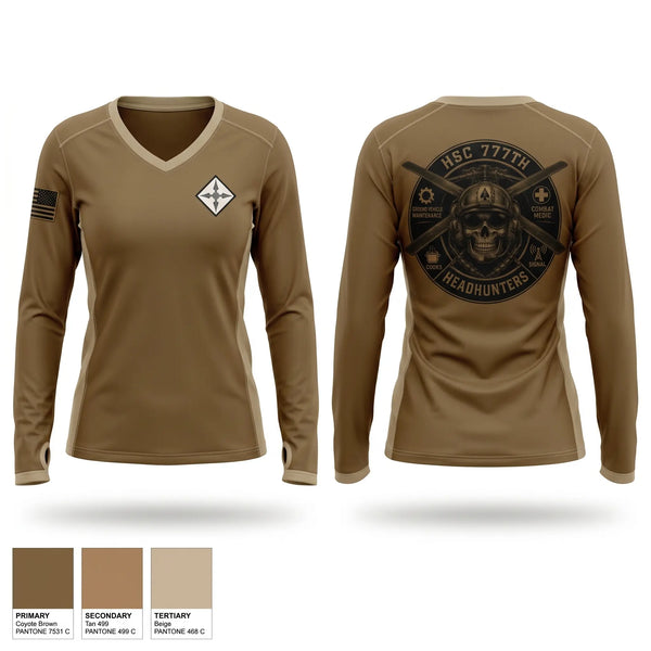 Womens Long Sleeve Vneck Shirt, HSC 777th, Army, Teamtime, Team time, sublimation, custom sports apparel, team uniforms, spirit wear, spiritwear, sports uniforms, custom shirts, team store, custom team store, fundraiser sports, apparel fundraiser