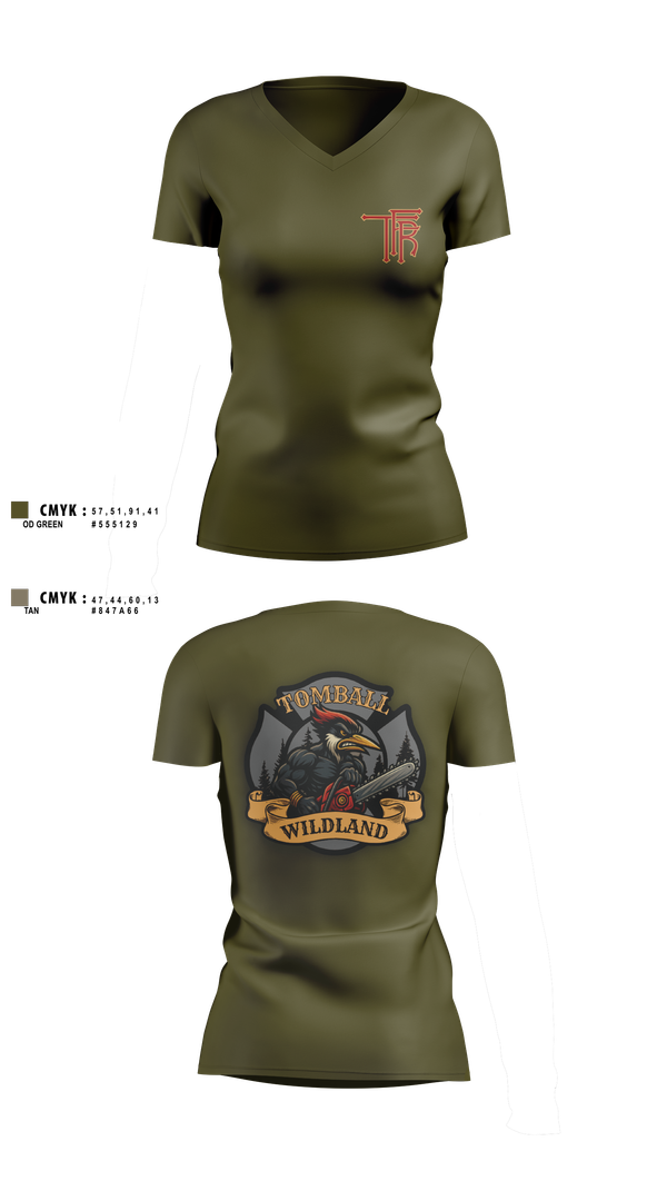 Womens Short Sleeve Vneck Shirt, Tomball Wildland, , Teamtime, Team time, sublimation, custom sports apparel, team uniforms, spirit wear, spiritwear, sports uniforms, custom shirts, team store, custom team store, fundraiser sports, apparel fundraiser