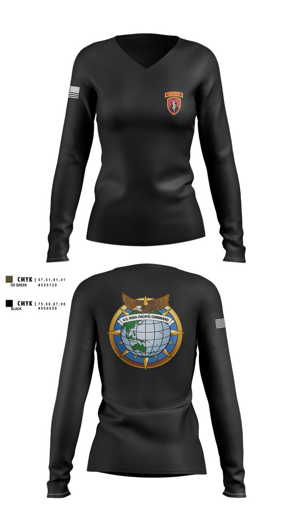 Womens Long Sleeve Vneck Shirt, 5th SFAB, , Teamtime, Team time, sublimation, custom sports apparel, team uniforms, spirit wear, spiritwear, sports uniforms, custom shirts, team store, custom team store, fundraiser sports, apparel fundraiser