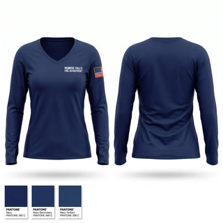 Womens Long Sleeve Vneck Shirt, Munroe falls fire department, Fire Department, Teamtime, Team time, sublimation, custom sports apparel, team uniforms, spirit wear, spiritwear, sports uniforms, custom shirts, team store, custom team store, fundraiser sports, apparel fundraiser