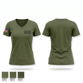 Womens Short Sleeve Vneck Shirt, Peoria Police Neighborhood Services Unit, Police, Teamtime, Team time, sublimation, custom sports apparel, team uniforms, spirit wear, spiritwear, sports uniforms, custom shirts, team store, custom team store, fundraiser sports, apparel fundraiser