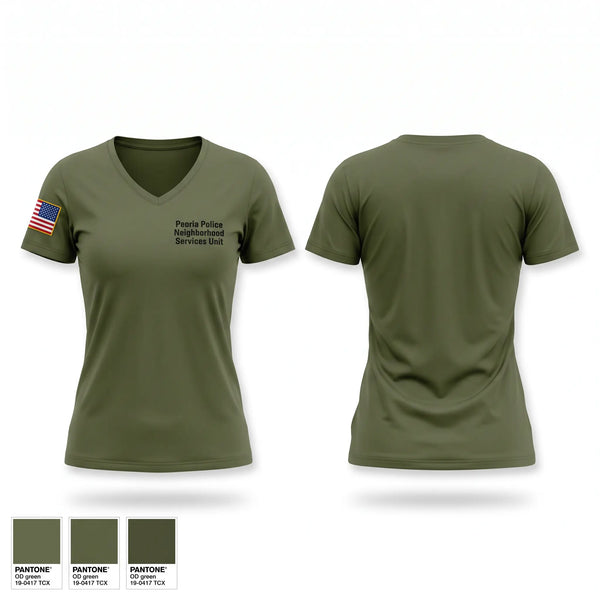 Womens Short Sleeve Vneck Shirt, Peoria Police Neighborhood Services Unit, Police, Teamtime, Team time, sublimation, custom sports apparel, team uniforms, spirit wear, spiritwear, sports uniforms, custom shirts, team store, custom team store, fundraiser sports, apparel fundraiser