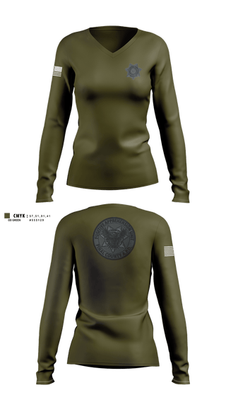 Womens Long Sleeve Vneck Shirt, Pinal County Adult Probation Fugitive Apprehension Unit, Police, Teamtime, Team time, sublimation, custom sports apparel, team uniforms, spirit wear, spiritwear, sports uniforms, custom shirts, team store, custom team store, fundraiser sports, apparel fundraiser