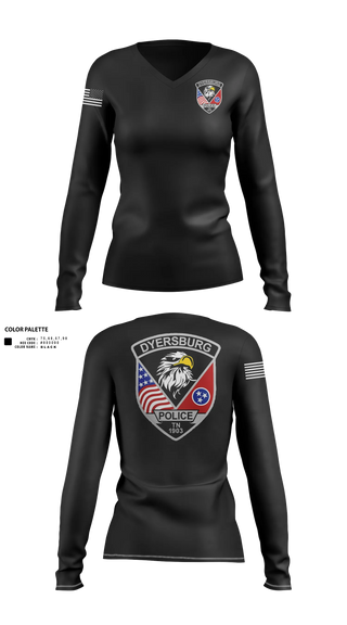 Womens Long Sleeve Vneck Shirt, Dyersburg Police, Police, Teamtime, Team time, sublimation, custom sports apparel, team uniforms, spirit wear, spiritwear, sports uniforms, custom shirts, team store, custom team store, fundraiser sports, apparel fundraiser