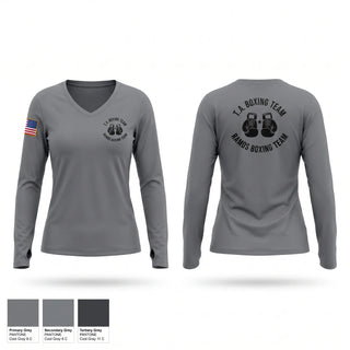 Womens Long Sleeve Vneck Shirt, Ta boxing, Police, Teamtime, Team time, sublimation, custom sports apparel, team uniforms, spirit wear, spiritwear, sports uniforms, custom shirts, team store, custom team store, fundraiser sports, apparel fundraiser