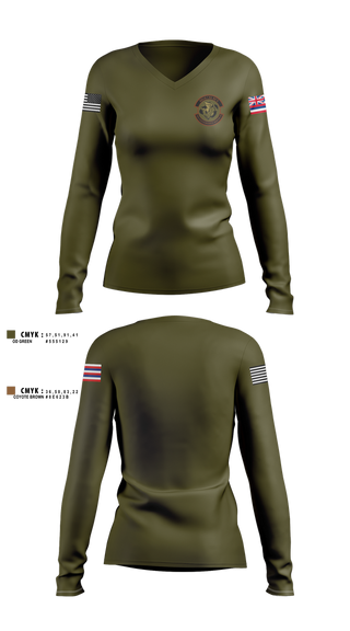 Womens Long Sleeve Vneck Shirt, 150th Electromagnetic Warfare Squadron, , Teamtime, Team time, sublimation, custom sports apparel, team uniforms, spirit wear, spiritwear, sports uniforms, custom shirts, team store, custom team store, fundraiser sports, apparel fundraiser