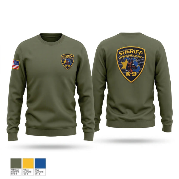 Crew Neck Sweatshirt, Livingston Co Sheriff K9, Police, Teamtime, Team time, sublimation, custom sports apparel, team uniforms, spirit wear, spiritwear, sports uniforms, custom shirts, team store, custom team store, fundraiser sports, apparel fundraiser
