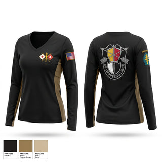 Womens Long Sleeve Vneck Shirt, S6 HHC 3rd Group, Army, Teamtime, Team time, sublimation, custom sports apparel, team uniforms, spirit wear, spiritwear, sports uniforms, custom shirts, team store, custom team store, fundraiser sports, apparel fundraiser