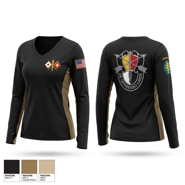 Womens Long Sleeve Vneck Shirt, S6 HHC 3rd Group, Army, Teamtime, Team time, sublimation, custom sports apparel, team uniforms, spirit wear, spiritwear, sports uniforms, custom shirts, team store, custom team store, fundraiser sports, apparel fundraiser