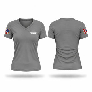 Womens Short Sleeve Vneck Shirt, Pleasanton City Fire, Fire Department, Teamtime, Team time, sublimation, custom sports apparel, team uniforms, spirit wear, spiritwear, sports uniforms, custom shirts, team store, custom team store, fundraiser sports, apparel fundraiser