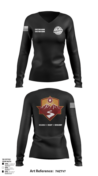 Women's Long Sleeve Vneck Shirt, Fort Bliss DENTAC, Army, Teamtime, Team time, sublimation, custom sports apparel, team uniforms, spirit wear, spiritwear, sports uniforms, custom shirts, team store, custom team store, fundraiser sports, apparel fundraiser