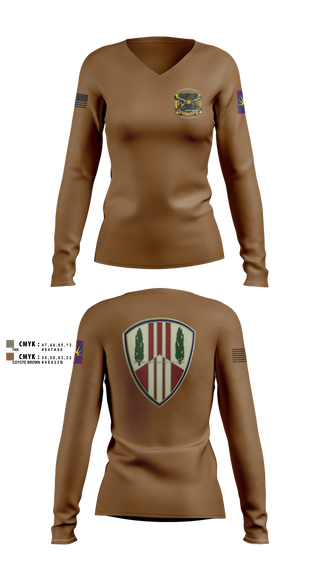 Womens Long Sleeve Vneck Shirt, 107th MP Company, , Teamtime, Team time, sublimation, custom sports apparel, team uniforms, spirit wear, spiritwear, sports uniforms, custom shirts, team store, custom team store, fundraiser sports, apparel fundraiser