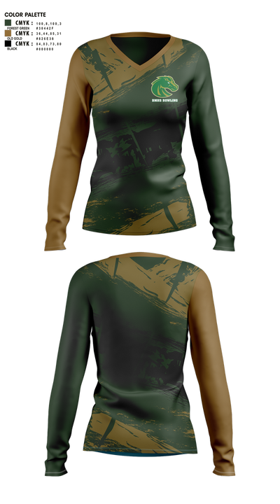 BMHS 9833883 Women's Long Sleeve V-neck Shirt - 3