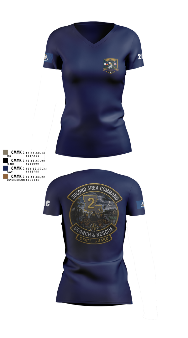 Womens Short Sleeve Vneck Shirt, Louisiana State Guard, Army, Teamtime, Team time, sublimation, custom sports apparel, team uniforms, spirit wear, spiritwear, sports uniforms, custom shirts, team store, custom team store, fundraiser sports, apparel fundraiser
