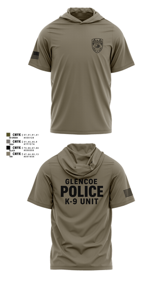 Short Sleeve Performance Shirt with hood, GLENCOE POLICE DEPARTMENT K9, Police, Teamtime, Team time, sublimation, custom sports apparel, team uniforms, spirit wear, spiritwear, sports uniforms, custom shirts, team store, custom team store, fundraiser sports, apparel fundraiser