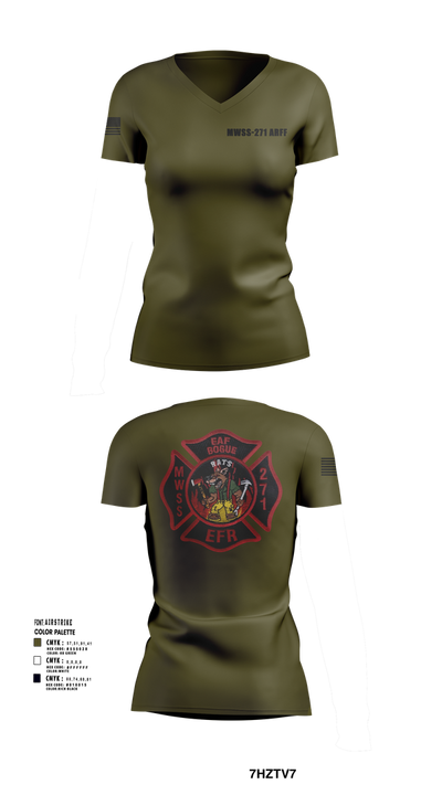 ARFF 58194852 Women's Short Sleeve V-neck Shirt - 102