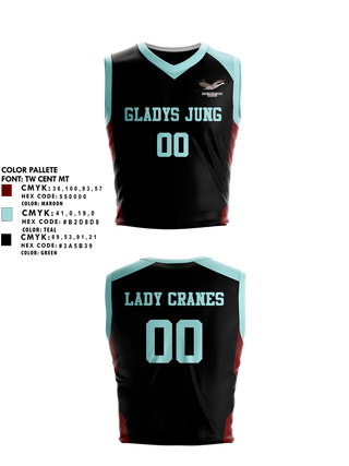 Mens Basketball Jersey, Gladys Jung Lady Cranes Baketball, Women's Basketball, Teamtime, Team time, sublimation, custom sports apparel, team uniforms, spirit wear, spiritwear, sports uniforms, custom shirts, team store, custom team store, fundraiser sports, apparel fundraiser