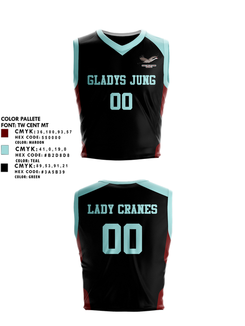 Mens Basketball Jersey, Gladys Jung Lady Cranes Baketball, Women's Basketball, Teamtime, Team time, sublimation, custom sports apparel, team uniforms, spirit wear, spiritwear, sports uniforms, custom shirts, team store, custom team store, fundraiser sports, apparel fundraiser