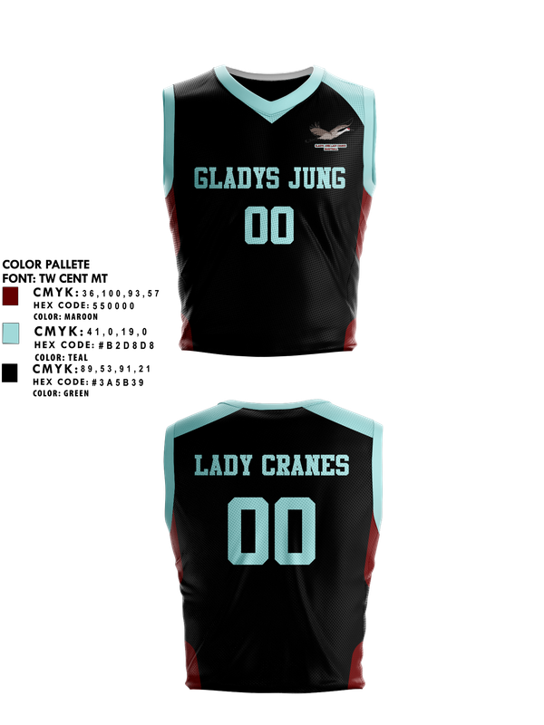 Mens Basketball Jersey, Gladys Jung Lady Cranes Baketball, Women's Basketball, Teamtime, Team time, sublimation, custom sports apparel, team uniforms, spirit wear, spiritwear, sports uniforms, custom shirts, team store, custom team store, fundraiser sports, apparel fundraiser