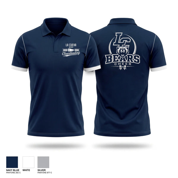Short Sleeve Performance Polo, La Cueva Bears, Cheer, Teamtime, Team time, sublimation, custom sports apparel, team uniforms, spirit wear, spiritwear, sports uniforms, custom shirts, team store, custom team store, fundraiser sports, apparel fundraiser