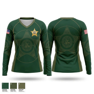 Womens Long Sleeve Vneck Shirt, Bureau County Sheriff’s Office, Police, Teamtime, Team time, sublimation, custom sports apparel, team uniforms, spirit wear, spiritwear, sports uniforms, custom shirts, team store, custom team store, fundraiser sports, apparel fundraiser