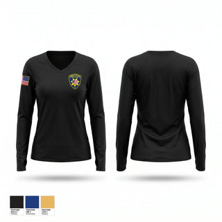 Womens Long Sleeve Vneck Shirt, Brentwood Police Investigations, Police, Teamtime, Team time, sublimation, custom sports apparel, team uniforms, spirit wear, spiritwear, sports uniforms, custom shirts, team store, custom team store, fundraiser sports, apparel fundraiser