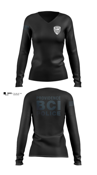 Womens Long Sleeve Vneck Shirt, Providence Police BCI, Police, Teamtime, Team time, sublimation, custom sports apparel, team uniforms, spirit wear, spiritwear, sports uniforms, custom shirts, team store, custom team store, fundraiser sports, apparel fundraiser