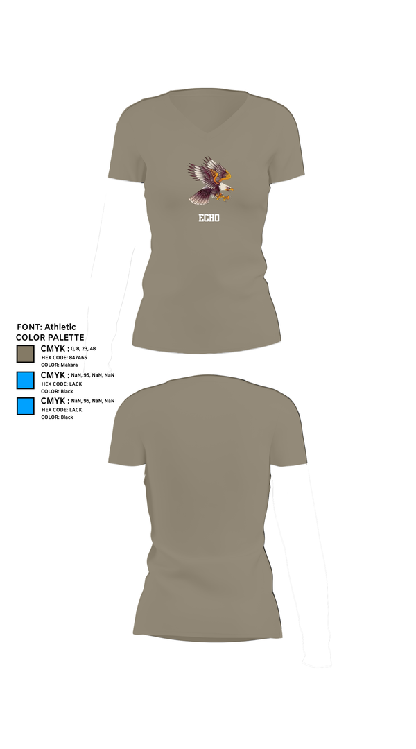 Womens Short Sleeve Vneck Shirt, ECHO, , Teamtime, Team time, sublimation, custom sports apparel, team uniforms, spirit wear, spiritwear, sports uniforms, custom shirts, team store, custom team store, fundraiser sports, apparel fundraiser