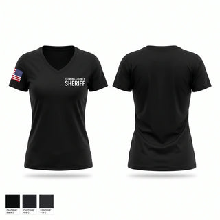 Womens Short Sleeve Vneck Shirt, Fleming County Sheriff, Police, Teamtime, Team time, sublimation, custom sports apparel, team uniforms, spirit wear, spiritwear, sports uniforms, custom shirts, team store, custom team store, fundraiser sports, apparel fundraiser