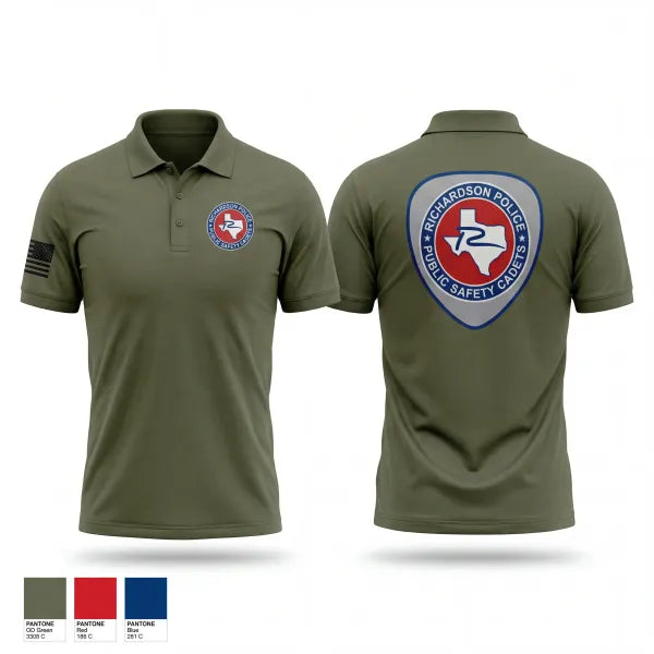 Short Sleeve Performance Polo, Richardson Police Cadets, Police, Teamtime, Team time, sublimation, custom sports apparel, team uniforms, spirit wear, spiritwear, sports uniforms, custom shirts, team store, custom team store, fundraiser sports, apparel fundraiser