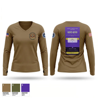 Womens Long Sleeve Vneck Shirt, blah, Air Force, Teamtime, Team time, sublimation, custom sports apparel, team uniforms, spirit wear, spiritwear, sports uniforms, custom shirts, team store, custom team store, fundraiser sports, apparel fundraiser