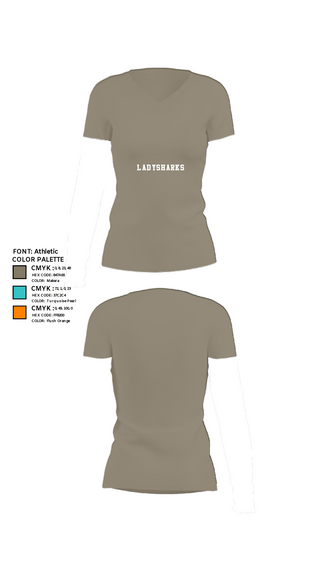 Women's Short Sleeve Vneck Shirt, LadySharks, Women's Volleyball, Teamtime, Team time, sublimation, custom sports apparel, team uniforms, spirit wear, spiritwear, sports uniforms, custom shirts, team store, custom team store, fundraiser sports, apparel fundraiser