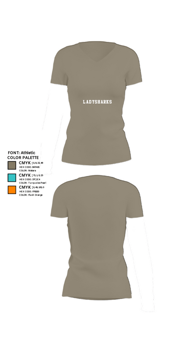 LadySharks 43984215 Women's Short Sleeve V-neck Shirt - 20