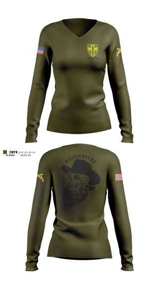 Womens Long Sleeve Vneck Shirt, HHC, 18 MP BDE, Army, Teamtime, Team time, sublimation, custom sports apparel, team uniforms, spirit wear, spiritwear, sports uniforms, custom shirts, team store, custom team store, fundraiser sports, apparel fundraiser