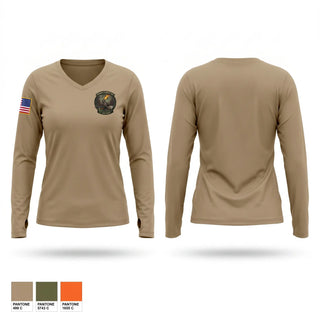 Womens Long Sleeve Vneck Shirt, FBI PX C-UAS, Police, Teamtime, Team time, sublimation, custom sports apparel, team uniforms, spirit wear, spiritwear, sports uniforms, custom shirts, team store, custom team store, fundraiser sports, apparel fundraiser