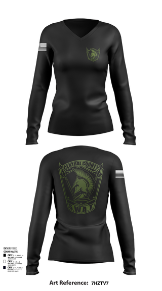 Womens Long Sleeve Vneck Shirt, Central County SWAT, , Teamtime, Team time, sublimation, custom sports apparel, team uniforms, spirit wear, spiritwear, sports uniforms, custom shirts, team store, custom team store, fundraiser sports, apparel fundraiser