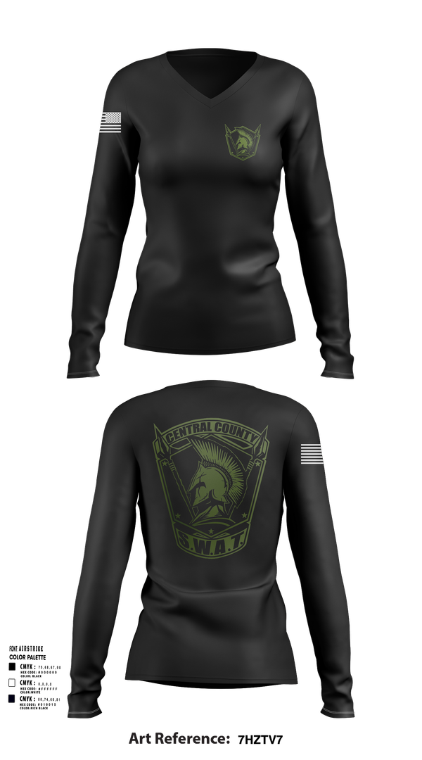 Womens Long Sleeve Vneck Shirt, Central County SWAT, , Teamtime, Team time, sublimation, custom sports apparel, team uniforms, spirit wear, spiritwear, sports uniforms, custom shirts, team store, custom team store, fundraiser sports, apparel fundraiser