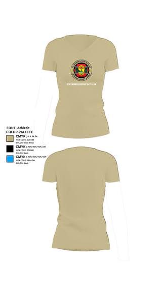 Womens Short Sleeve Vneck Shirt, 9th Engineer Support Battalion, Marines, Teamtime, Team time, sublimation, custom sports apparel, team uniforms, spirit wear, spiritwear, sports uniforms, custom shirts, team store, custom team store, fundraiser sports, apparel fundraiser