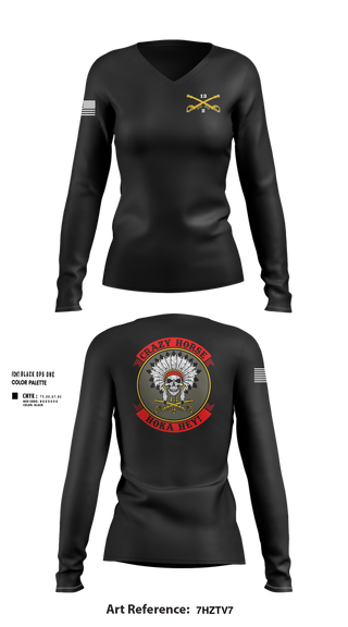 Womens Long Sleeve Vneck Shirt, C TROOP 2/13 CAV, , Teamtime, Team time, sublimation, custom sports apparel, team uniforms, spirit wear, spiritwear, sports uniforms, custom shirts, team store, custom team store, fundraiser sports, apparel fundraiser