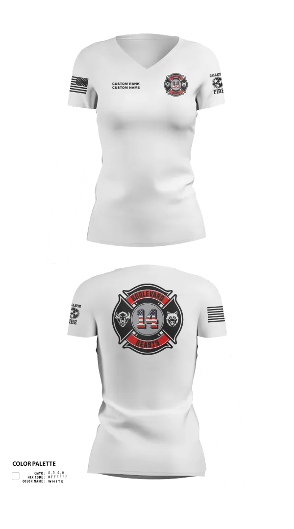 Womens Short Sleeve Vneck Shirt, Gallatin Fire Department Station 4, Fire Department, Teamtime, Team time, sublimation, custom sports apparel, team uniforms, spirit wear, spiritwear, sports uniforms, custom shirts, team store, custom team store, fundraiser sports, apparel fundraiser