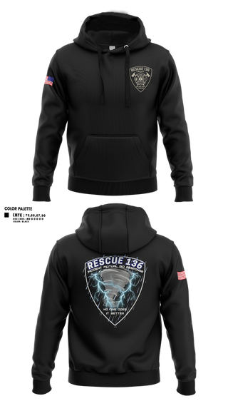 Hoodie, Rescue 136, Fire Department, Teamtime, Team time, sublimation, custom sports apparel, team uniforms, spirit wear, spiritwear, sports uniforms, custom shirts, team store, custom team store, fundraiser sports, apparel fundraiser