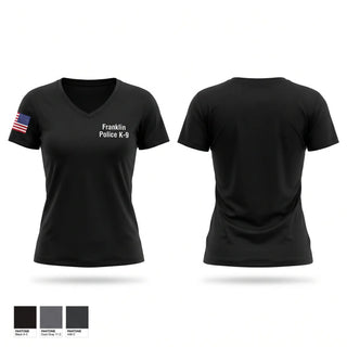Womens Short Sleeve Vneck Shirt, Franklin Police K9, Police, Teamtime, Team time, sublimation, custom sports apparel, team uniforms, spirit wear, spiritwear, sports uniforms, custom shirts, team store, custom team store, fundraiser sports, apparel fundraiser