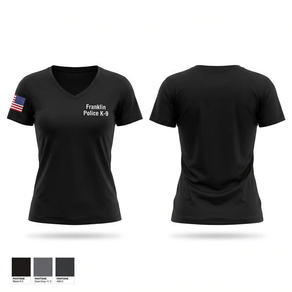 Womens Short Sleeve Vneck Shirt, Franklin Police K9, Police, Teamtime, Team time, sublimation, custom sports apparel, team uniforms, spirit wear, spiritwear, sports uniforms, custom shirts, team store, custom team store, fundraiser sports, apparel fundraiser