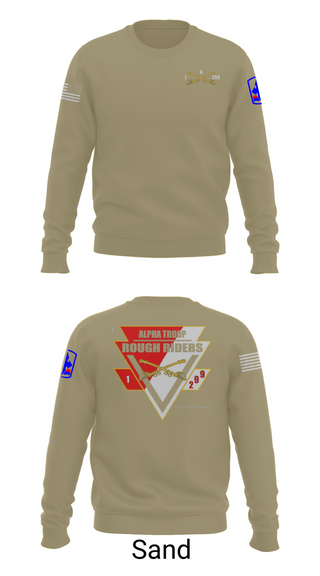Crew Neck Sweatshirt, A Troop, 1st squadron-299th Calvary Regiment, , Teamtime, Team time, sublimation, custom sports apparel, team uniforms, spirit wear, spiritwear, sports uniforms, custom shirts, team store, custom team store, fundraiser sports, apparel fundraiser