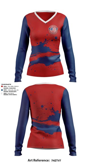 Womens Long Sleeve Vneck Shirt, Tennessee Revolution, , Teamtime, Team time, sublimation, custom sports apparel, team uniforms, spirit wear, spiritwear, sports uniforms, custom shirts, team store, custom team store, fundraiser sports, apparel fundraiser
