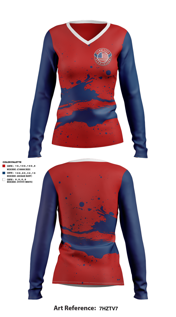 Womens Long Sleeve Vneck Shirt, Tennessee Revolution, , Teamtime, Team time, sublimation, custom sports apparel, team uniforms, spirit wear, spiritwear, sports uniforms, custom shirts, team store, custom team store, fundraiser sports, apparel fundraiser